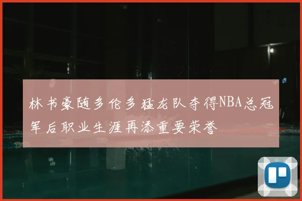 林书豪随多伦多猛龙队夺得NBA总冠军后职业生涯再添重要荣誉